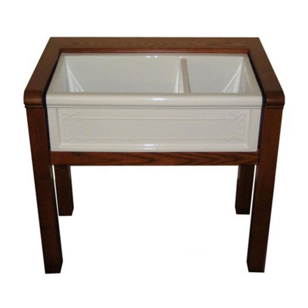 ''Luberon'' Art Nouveau Fireclay Double Farmhouse Sink in White