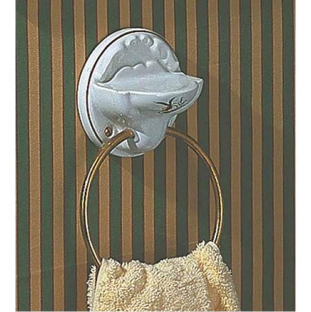Towel Ring / Soap Dish in Choice of any Handpainted Pattern, Polished Brass Ring