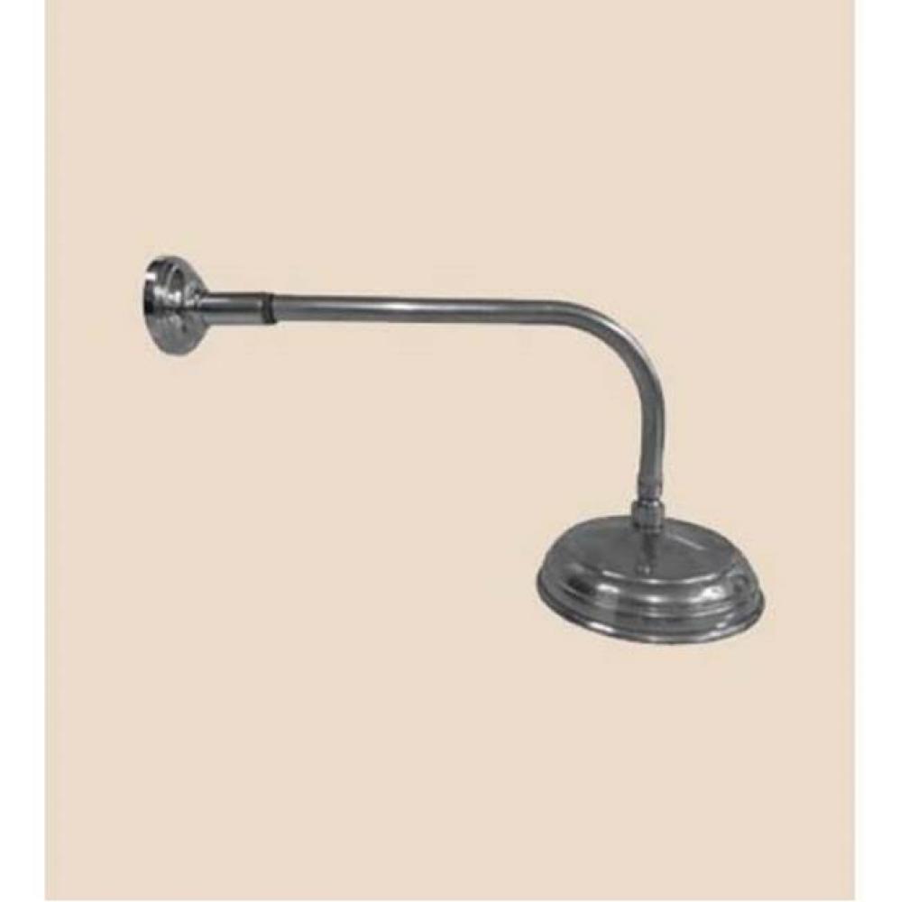 ''Lille'' Wall Mounted Showerhead Arm and Flange in Weathered Brass