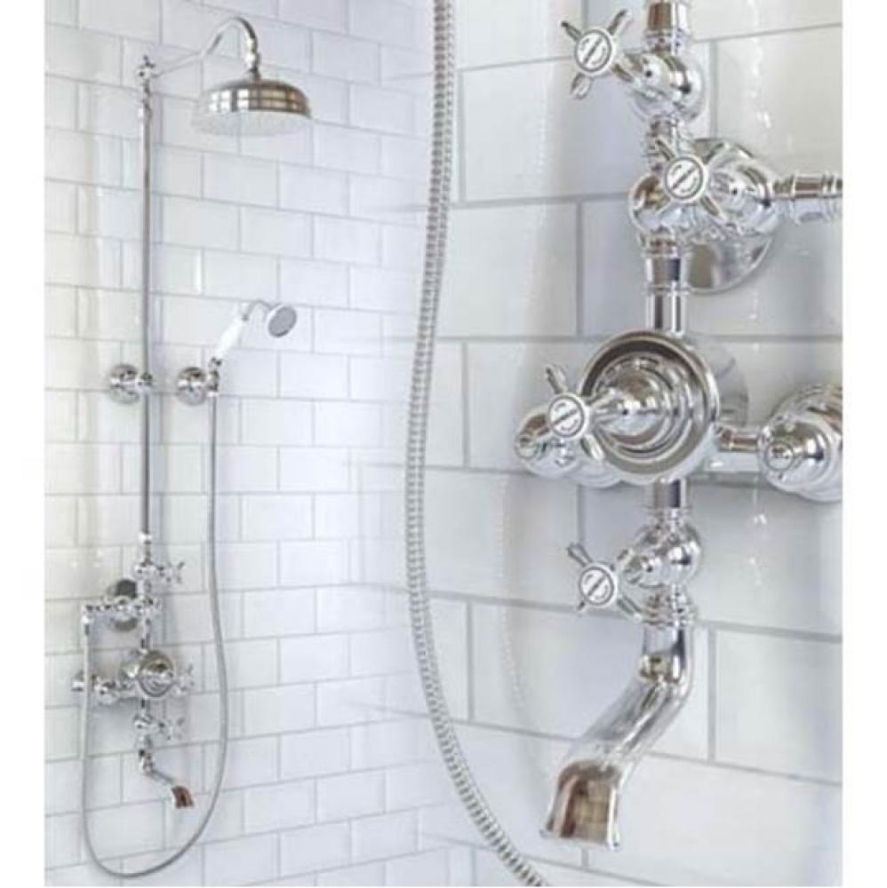 ''Royale'' Exposed Thermostatic Tub and Shower Set in French Weathered Brass