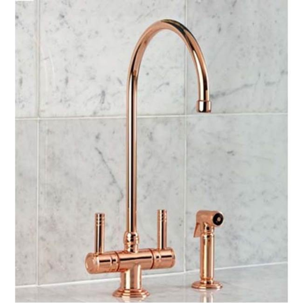 ''Lille'' Single Hole Kitchen Mixer with Handspray in Polished Brass
