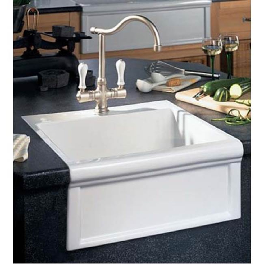 ''Petite Luberon'' Fireclay Farmhouse Sink in French Ivory