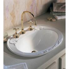 Herbeau 0406203 - ''Charlotte'' Vitreous China Countertop Oval Bowl in White, 3 Hole