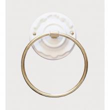 Herbeau 11161155 - ''Charleston'' 6''-inch Towel Ring in Rouen Marly, Polished Brass