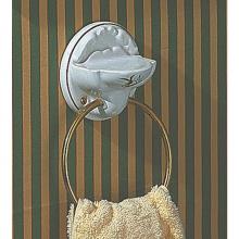 Herbeau 11232055 - Towel Ring / Soap Dish in White, Polished Brass Ring