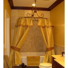 Herbeau 115070 - ''Art Nouveau'' Shower Curtain Bar with 2 ceiling mount supports and 1 wall mo