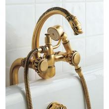 Herbeau 223670 - ''Pompadour'' Deck Mounted Tub Filler with Hand Shower in Weathered Brass