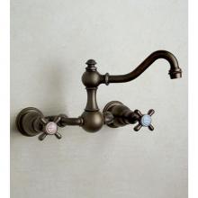 Herbeau 300470 - ''Royale'' Wall Mounted 2-Hole Set without Waste in Weathered Brass