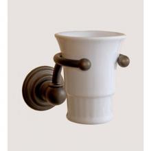 Herbeau 311055 - ''Royale'' White China Tumbler and Metal Holder in Polished Brass