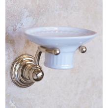 Herbeau 311170 - ''Royale'' White China Soap Dish and Metal Holder in Weathered Brass