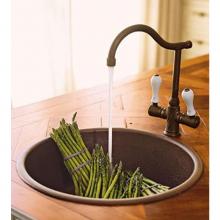Herbeau 42022059 - ''Ostende'' Single-Hole Mixer in White Handles, Weathered Copper and