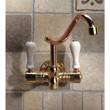 Herbeau 42042059 - ''Dixmude'' Wall Mounted Single-Hole Mixer in White Handles, Weathered Copper
