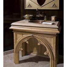 Herbeau 42046359 - ''Dixmude'' Wall Mounted Single-Hole Mixer in Wooden Handles, Weathered Copper