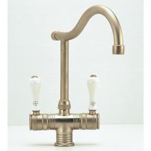 Herbeau 42052060 - ''Valence'' Single-Hole Mixer in White Handles, Satin