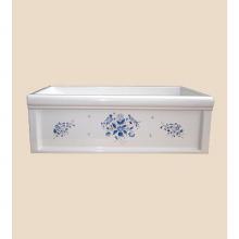 Herbeau 46030220 - ''Luberon'' Fireclay Farm House Sink in Moustier Bleu, White background