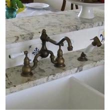 Herbeau 30272047P - ''Royale'' 2 Hole Kitchen Mixer with White Lever Handles and White Handspray H