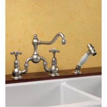Herbeau 30276347 - ''Royale'' 2 Hole Kitchen Mixer with Handspray in Wooden Handspray Handle, Fre