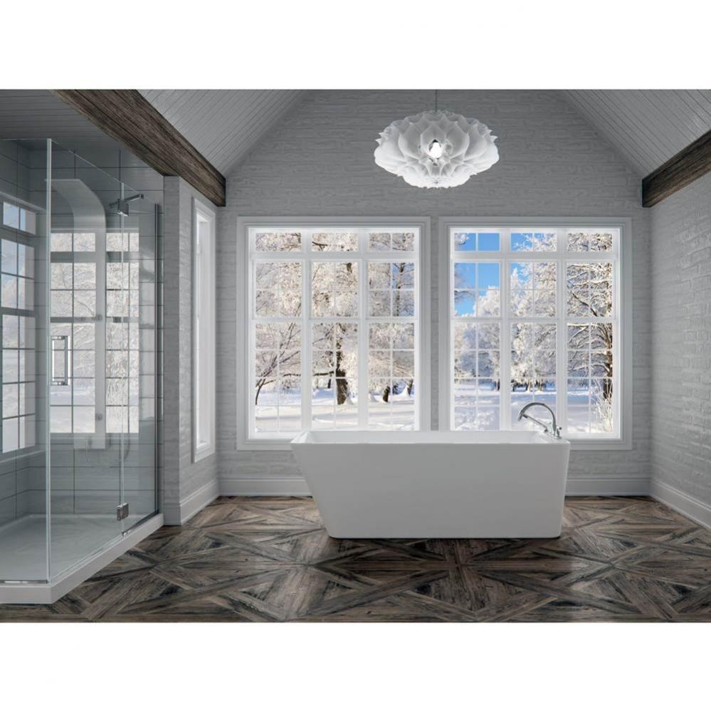 Lauzanne F1 3066 AFR Acrylic Freestanding End Drain Mass-Air Bathtub in White