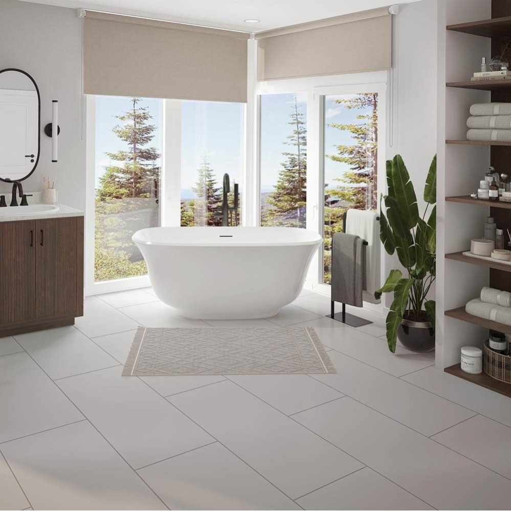 Arta 5931 Acrylic Freestanding Center Drain Bathtub in White