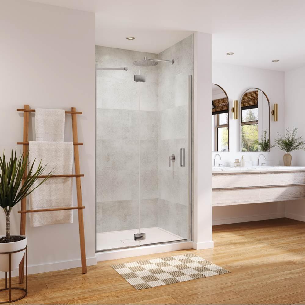 Azelia 48 x 74 in. 6mm Pivot Shower Door for Alcove Installation with Clear glass in Chrome