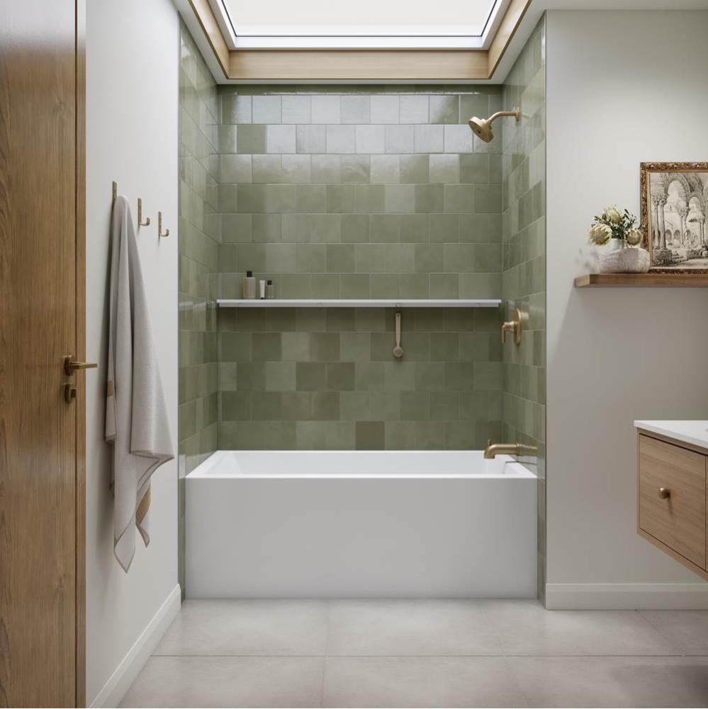 Clermont 3060 IFS AFR Acrylic Alcove Right-Hand Drain Bathtub in White