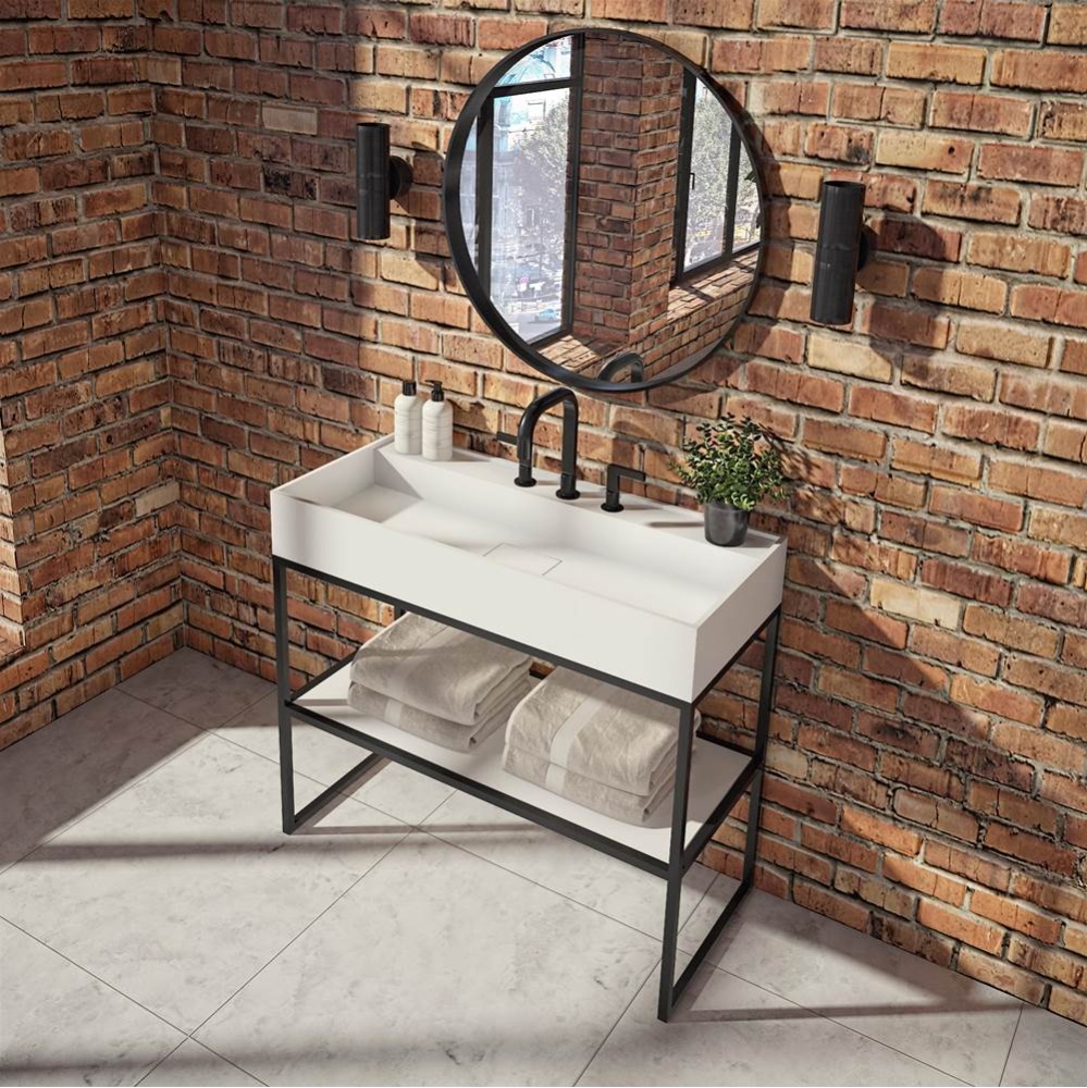 Garibaldi 40 Solid Surface Console in Matte White