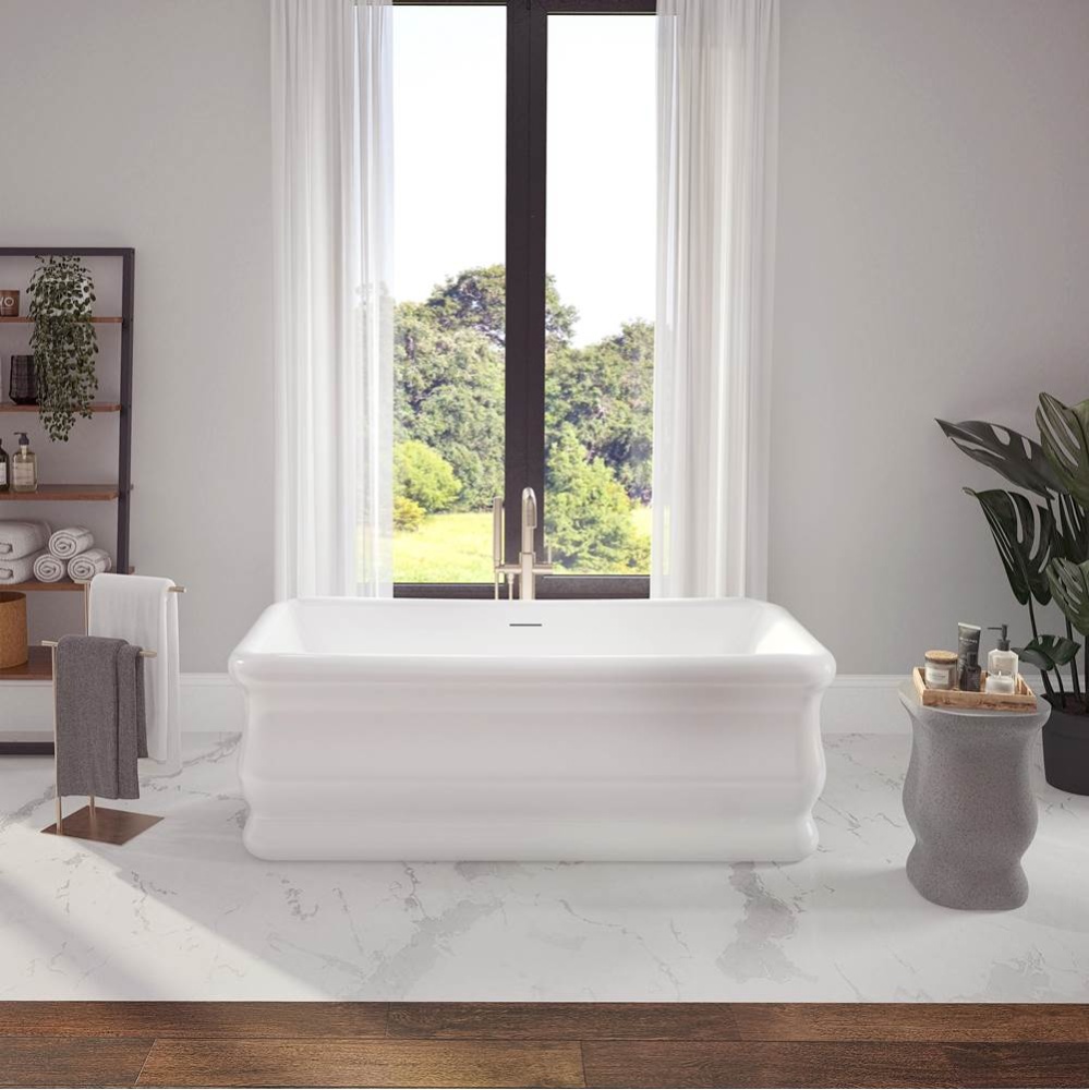 Loira 5932 Acrylic Freestanding Center Drain Bathtub in White