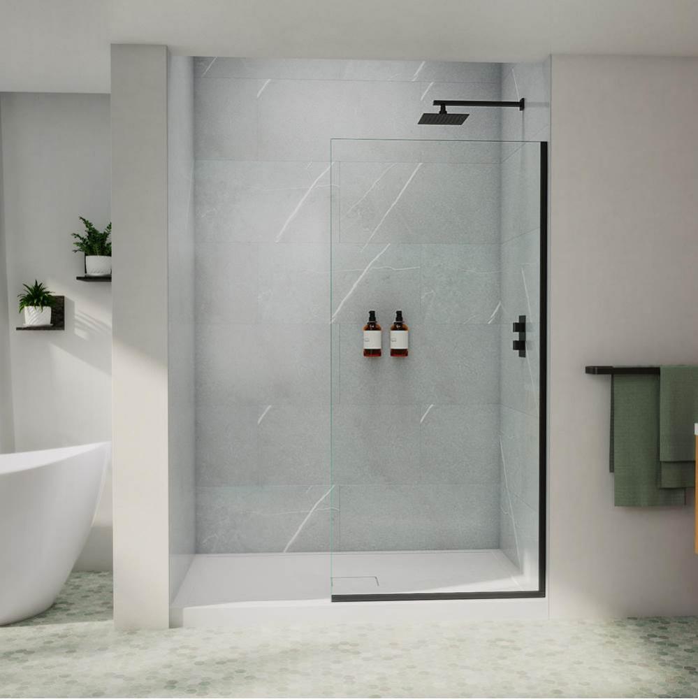 Reka 34 x 72 in. 10mm Shower Screen for Alcove Installation with Clear Glass in Matte Black