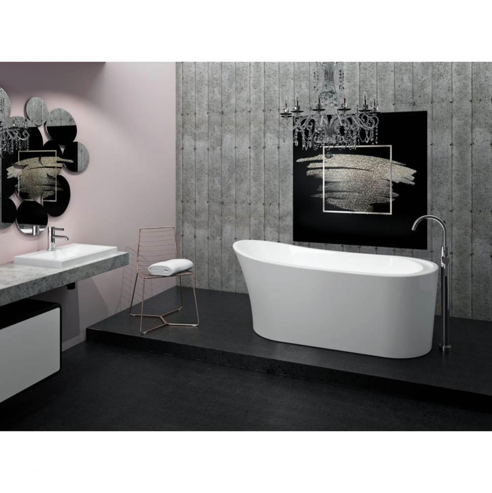 Paris F1 3266 AFR Acrylic Freestanding End Drain Mass-Air Bathtub in White