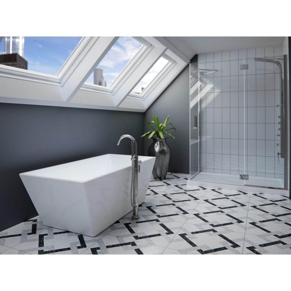 Prague F1 3260 AFR Acrylic Freestanding Center Drain Mass-Air Bathtub in White