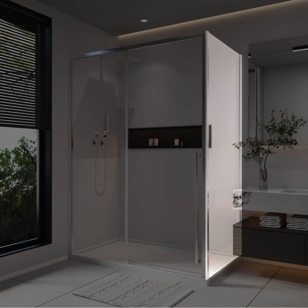 Kaveri Return Panel for 36 in. Base with Clear glass in Chrome