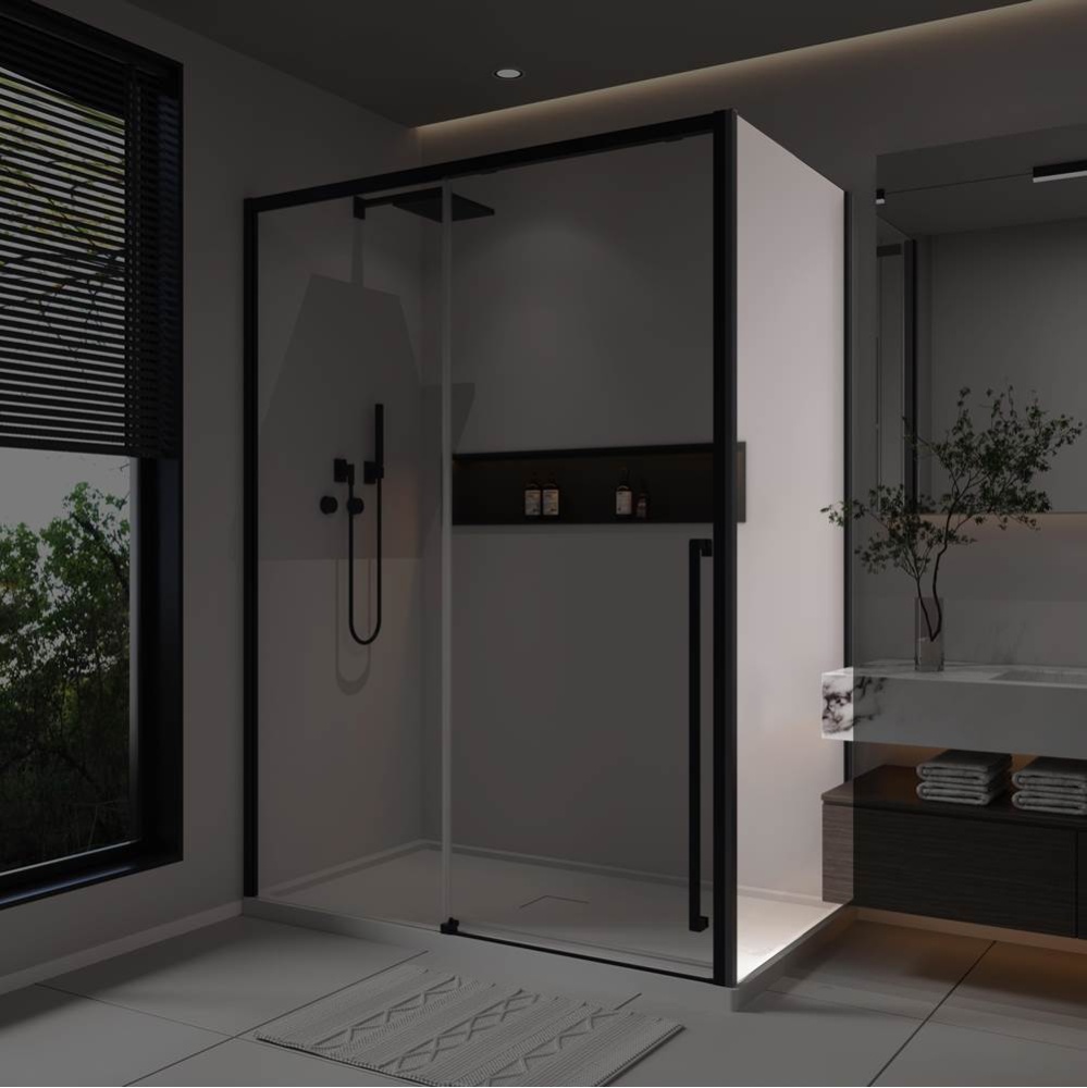 Kaveri Return Panel for 36 in. Base with Clear glass in Matte Black