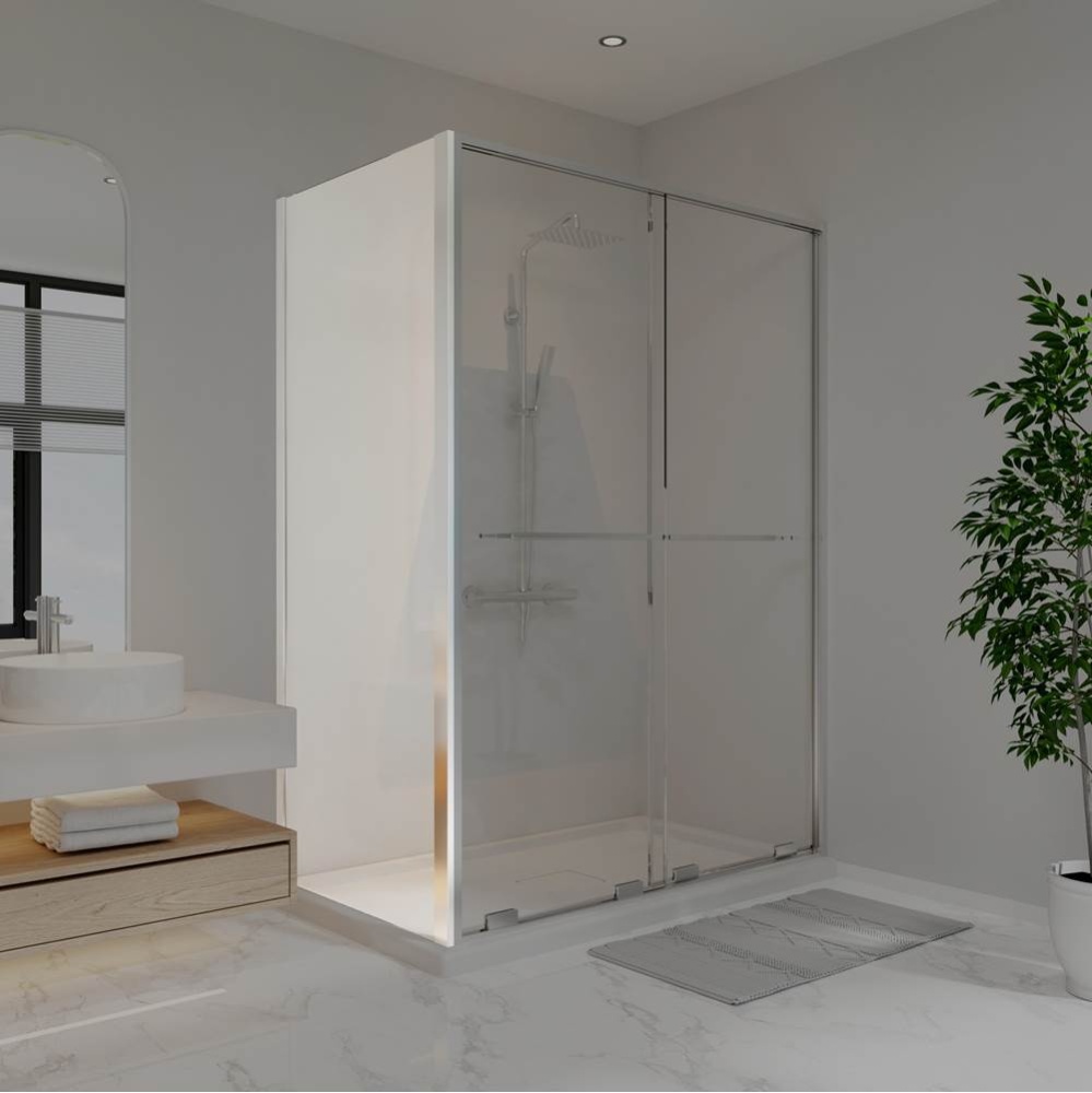 Solani Return Panel for 36 in. Base with Clear glass in Chrome