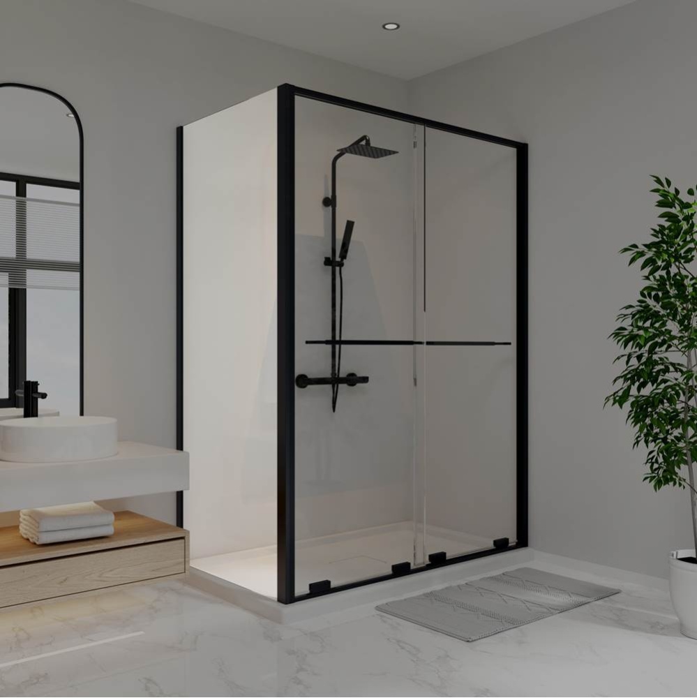 Solani Return Panel for 36 in. Base with Clear glass in Matte Black