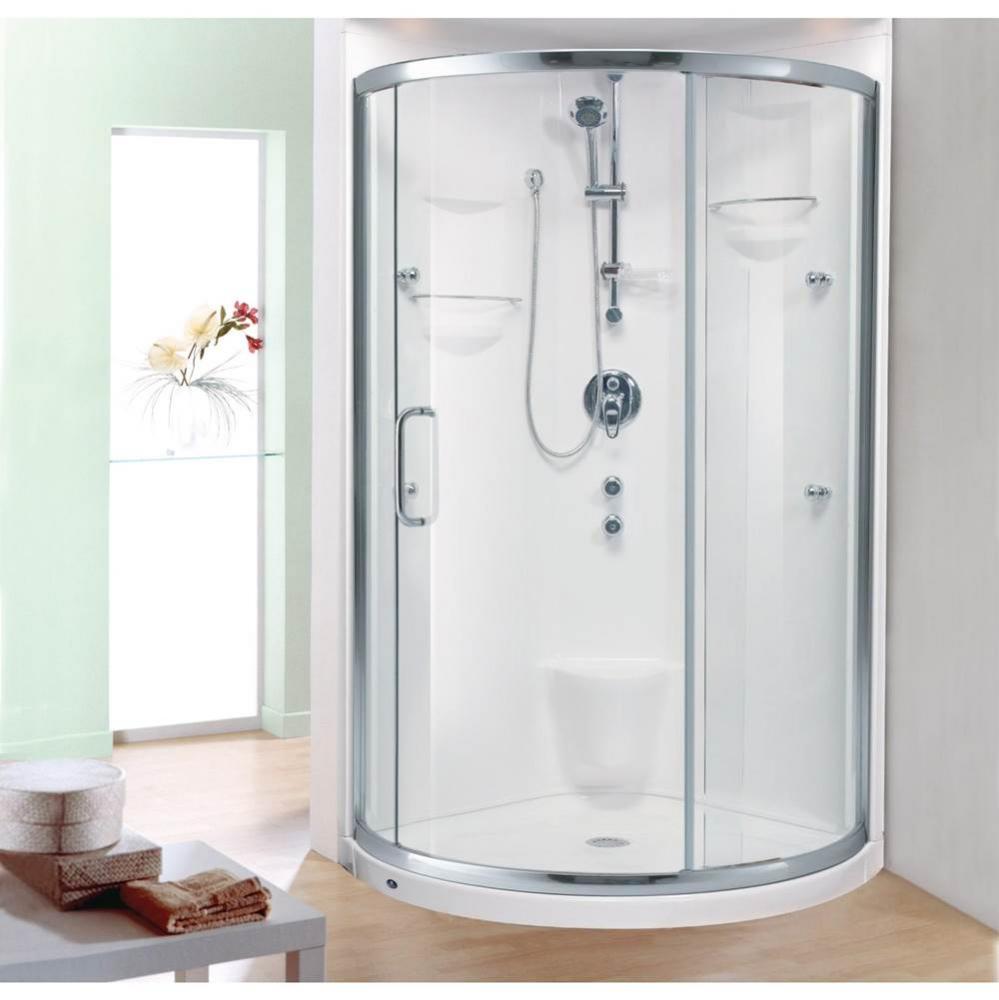 Stella 3636 Round Acrylic Corner Two-Piece Shower with Center Drain in White