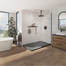 Neptune 220379-526-898-000 - Pietra 6032 Stone Composite Shower Base in Anthracite Slate