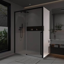 Neptune 220477-900-340-000 - Kaveri Return Panel for 36 in. Base with Clear glass in Matte Black