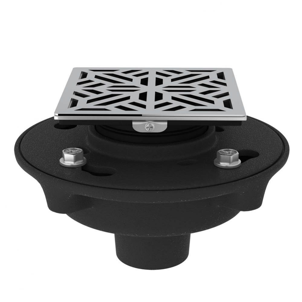 Cast Iron 2'' No Hub Drain Kit With 3144 Mosaic Decorative Cover