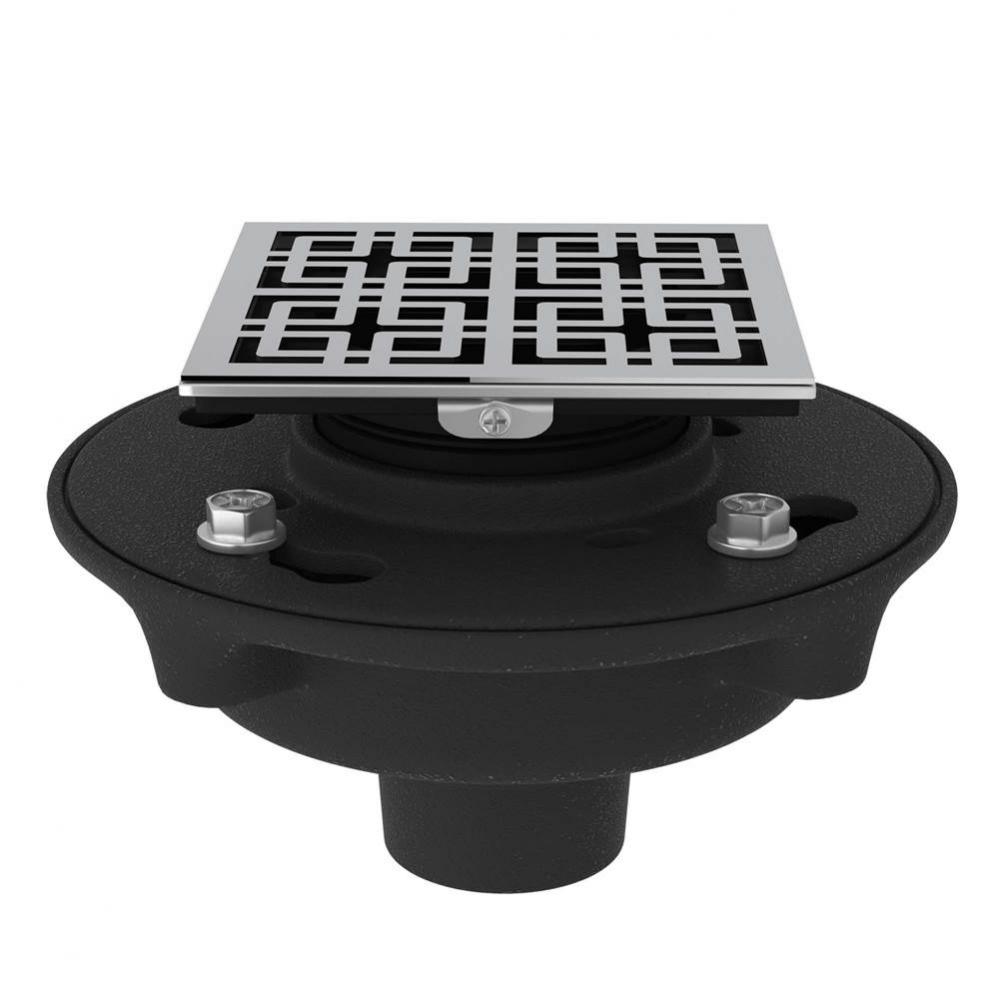 Cast Iron 2'' No Hub Drain Kit With 3142 Weave Decorative Cover