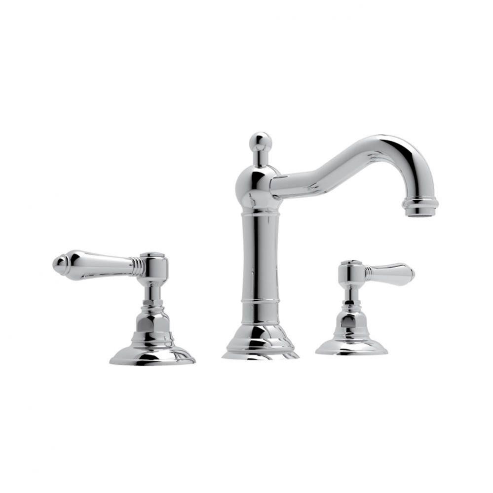 Rohl Italian Bath Acqui Widespread Unlacquered Brass With Metal Levers Pop-Up And Column Spout