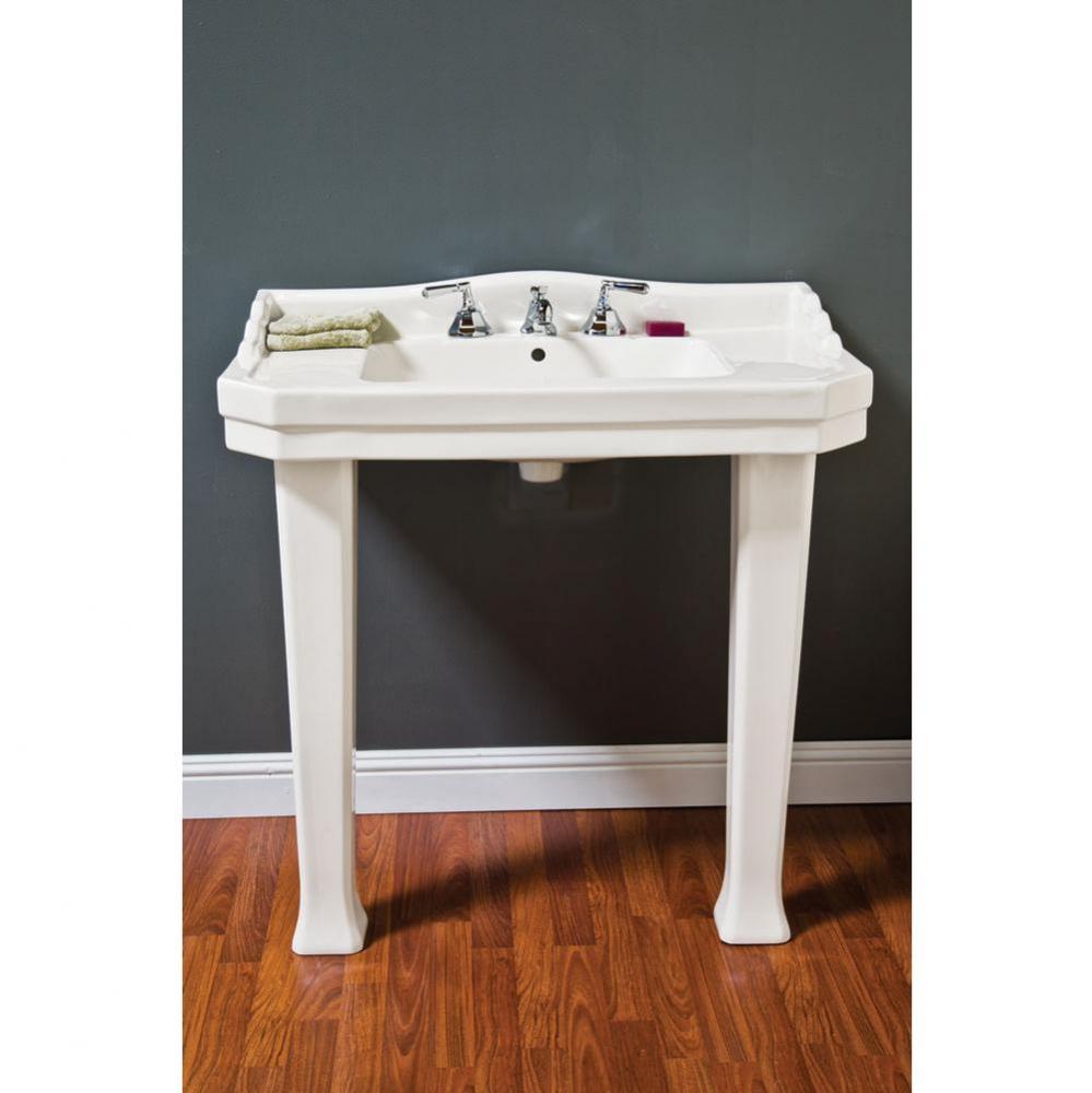 Console Sink With Legs, Front 35'' H, Back 39 1/2''H, 36 1/2''W,