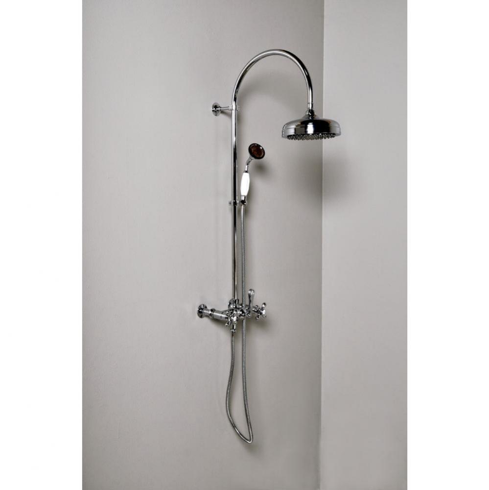 Chrome Exposed Wall Mount Shower Set,Includes Diverter Valve, Handheld Shower,