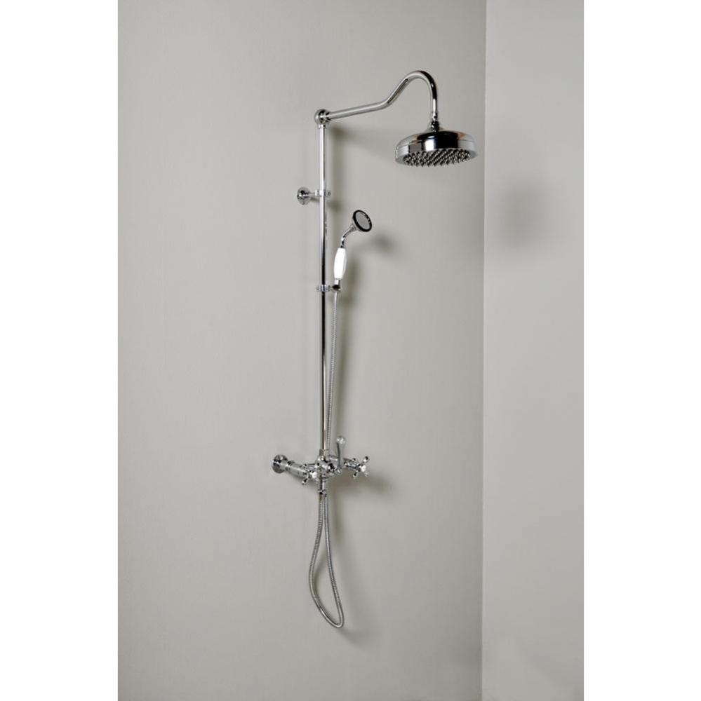 Chrome Exposed Wall Mount Shower Set,Includes Diverter Valve, Handheld Shower,