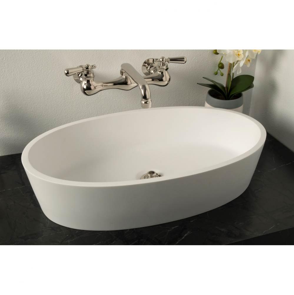 Oval Solid Surface Acrylic Matte White Vessel