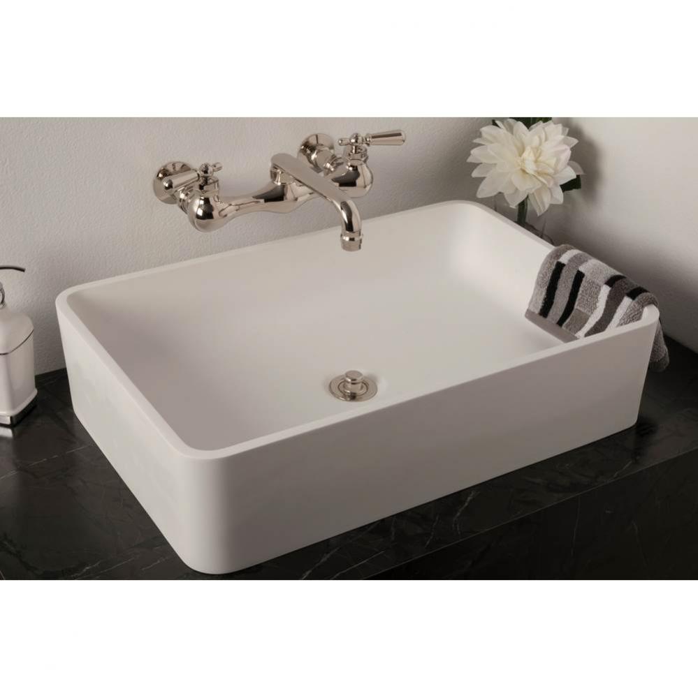 Rectangular Solid Surface Acrylic Matte White Vessel