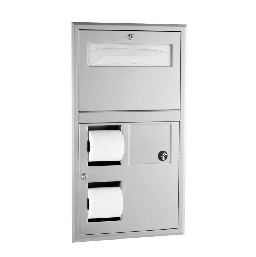 Recessed Seat Cover Dispenser, Disposal, 0.8-Gal. Toilet Tissue Dispenser