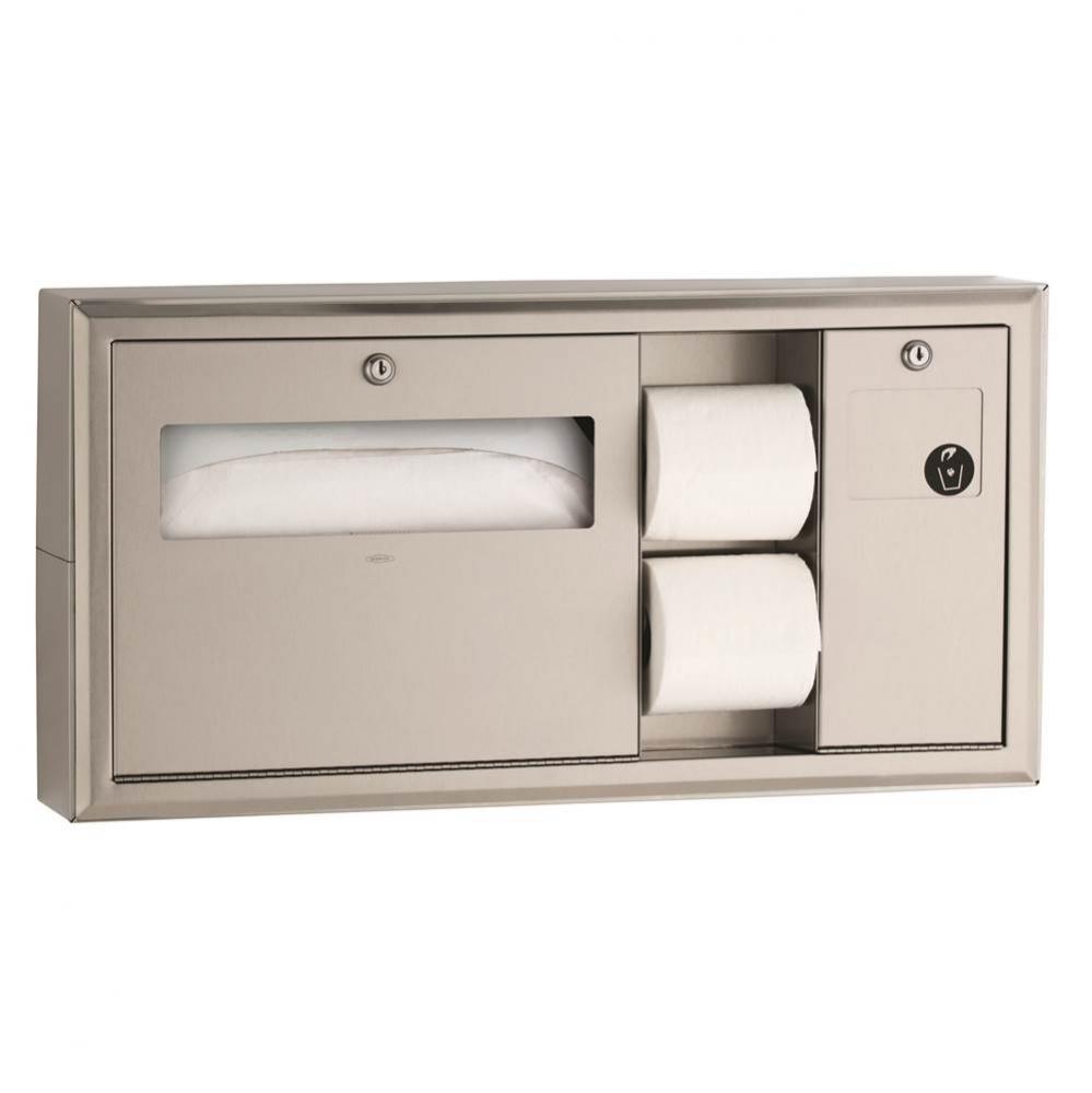 Surface-Mounted Toilet Tissue, Seat-Cover Dispenser and Waste Disposal, Right Side
