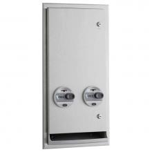 Bobrick 3706C - Recessed or Semi-Recessed Push-Button Napkin/Tampon Vendor, Free no-coin Operation