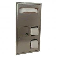 Bobrick 3574 - Recessed Seat Cover Dispenser, Disposal, 0.8-Gal. Toilet Tissue Dispenser