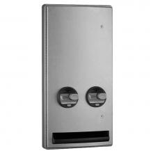 Bobrick 47064 25 - Semi-Recessed Push-Button Napkin/Tampon Vendor, Single-Coin 25¢Operation